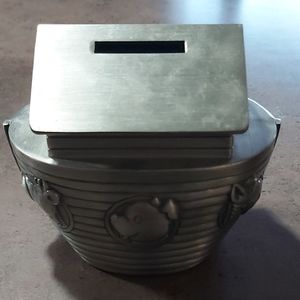 Noah's Ark Animals Brushed Pewter coil Bank 4x5"
